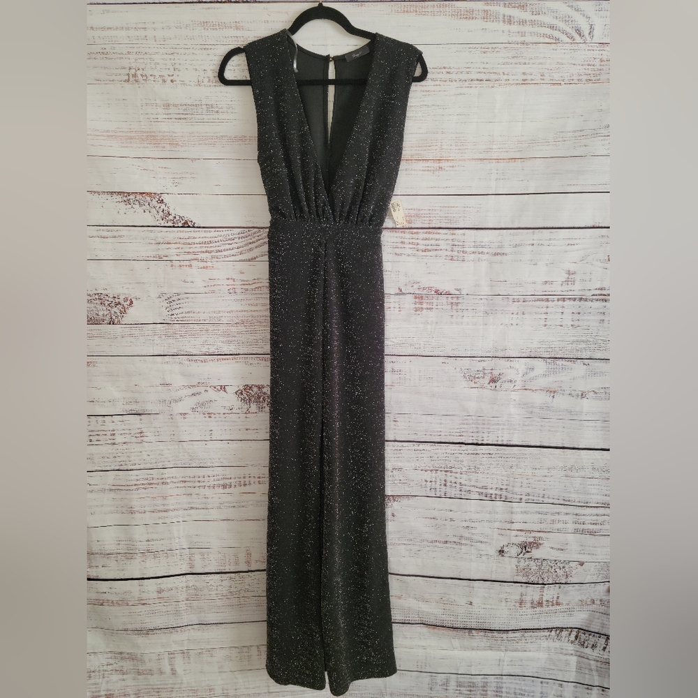 Shop 17 S Black maltalic Jumpsuit NWTs
